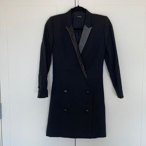 The Kooples Blazer Mini Dress w/ Leather Lapels